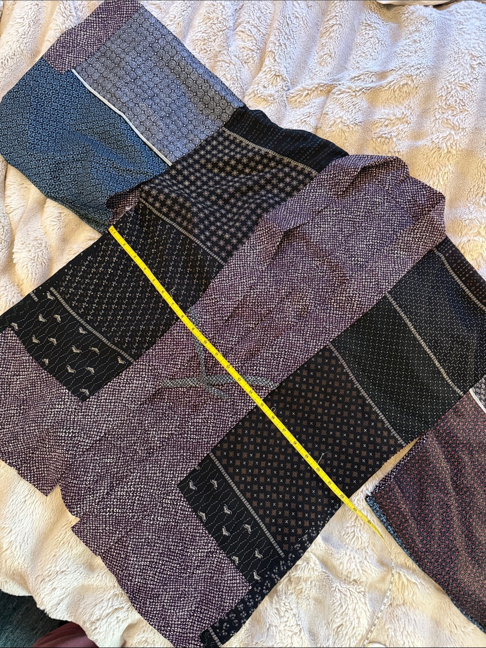 Vintage blackberry Women's Patchwork Maxi Kimono in Purple and Black